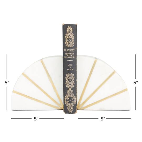 CosmoLiving by Cosmopolitan White Marble Glam Bookends, 5" x 5" x 2"